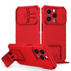 Camera Privacy Cover Hybrid Case with Kickstand for iPhone 14 Pro - Red
