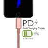 iDARS MFi Apple Certified PD Fast Charge USB-C to Lightning Braided Cable (4 ft) - Rose Gold