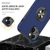 360 Rotating Ring Grip Hybrid Case for iPhone 14 - Navy Blue