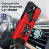 Military Grade All-In-One Ring Stand Card Case for iPhone 14 Pro Max - Red