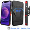 3-IN-1 Advanced Armor Hybrid Case with Belt Clip Holster for iPhone 14 Pro - Red