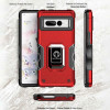 Military Grade Shockproof Hybrid Armor Case with Ring Grip for Google Pixel 7 Pro - Red