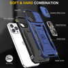 Military Grade Ring Holder Case with Camera Lens Cover for iPhone 14 Pro Max - Blue