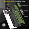 Military Grade Ring Holder Case with Camera Lens Cover for iPhone 14 Pro Max - Green