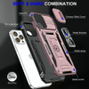 Military Grade Ring Holder Case with Camera Lens Cover for iPhone 14 Pro Max - Rose Gold