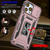 Military Grade Ring Holder Case with Camera Lens Cover for iPhone 14 Pro Max - Rose Gold