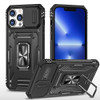 Military Grade Ring Holder Case with Camera Lens Cover for iPhone 14 Pro - Black