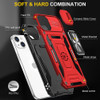 Military Grade Ring Holder Case with Camera Lens Cover for iPhone 14 - Red