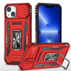 Military Grade Ring Holder Case with Camera Lens Cover for iPhone 14 - Red