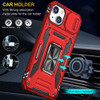 Military Grade Ring Holder Case with Camera Lens Cover for iPhone 14 - Red