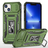 Military Grade Ring Holder Case with Camera Lens Cover for iPhone 14 - Green