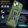 Military Grade Ring Holder Case with Camera Lens Cover for iPhone 14 - Green