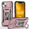 Military Grade Ring Holder Case with Camera Lens Cover for iPhone 14 - Rose Gold