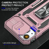 Military Grade Ring Holder Case with Camera Lens Cover for iPhone 14 - Rose Gold