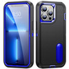 Military Grade TUFF Hybrid Armor Case with Kickstand for iPhone 14 Pro Max - Black Blue