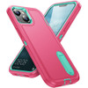 Military Grade TUFF Hybrid Armor Case with Kickstand for iPhone SE (3rd gen & 2nd gen) and iPhone 8/7 - Hot Pink Teal