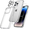 3-IN-1 Bundle Tough Shield Transparent Case + Tempered Glass Screen and Camera Lens Protector for iPhone 14 Pro Max
