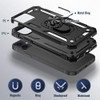 Military Grade Finger Loop Case with 360° Rotating Ring Grip Kickstand for iPhone 14 Pro - Black