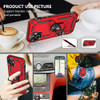 Military Grade Finger Loop Case with 360° Rotating Ring Grip Kickstand for iPhone 14 Pro - Red