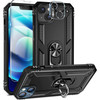 Military Grade Finger Loop Case with 360° Rotating Ring Grip Kickstand + Tempered Glass Screen and Camera Lens Protector for iPhone 14 Plus - Black