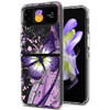 Butterfly Series Dual Layer Transparent Hybrid Case for Samsung Galaxy Z Flip 4 - Purple Pink