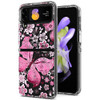 Butterfly Series Dual Layer Transparent Hybrid Case for Samsung Galaxy Z Flip 4 - Pink