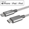 iDARS MFi Certified PD Fast Charge USB-C to Lightning Braided Cable (4 ft) - White