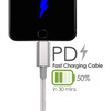 iDARS MFi Certified PD Fast Charge USB-C to Lightning Braided Cable (4 ft) - White