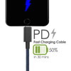 iDARS MFi Certified PD Fast Charge USB-C to Lightning Braided Cable (6 ft) - Blue