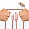 iDARS MFi Certified PD Fast Charge USB-C to Lightning Braided Cable (4 ft) - Rose Gold