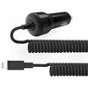 iDARS MFi Certified 18W PD 3.0 Car Charger with Hardwired Lightning Coiled Cable - Black
