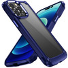 Tough Shield Snap-on Transparent Case and Tempered Glass Screen Protector for iPhone 14 - Navy Blue