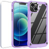 Tough Shield Snap-on Transparent Case and Tempered Glass Screen Protector for iPhone 14 - Purple
