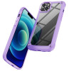Tough Shield Snap-on Transparent Case and Tempered Glass Screen Protector for iPhone 14 Plus - Purple