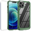 Tough Shield Snap-on Transparent Case and Tempered Glass Screen Protector for iPhone 14 Plus - Green