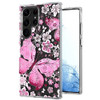 Butterfly Series Dual Layer Transparent Hybrid Case for Samsung Galaxy S23 Ultra - Pink
