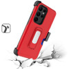 Ultra Rugged Hybrid Kickstand Case with Card Slot and Belt Clip Holster for Samsung Galaxy S23 Ultra - Red