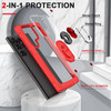 Tough Shield Snap-on Transparent Case with Ring Grip for Samsung Galaxy S23 Ultra - Red