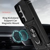 Military Grade Hybrid Case with Ring Grip and Camera Lens Protector for Samsung Galaxy S23 - Black