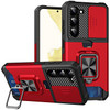 Military Grade All-In-One Ring Stand Card Case for Samsung Galaxy S23 - Red