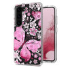 Butterfly Series Dual Layer Transparent Hybrid Case for Samsung Galaxy S23 Plus - Pink