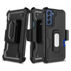 Ultra Rugged Hybrid Kickstand Case with Card Slot and Belt Clip Holster for Samsung Galaxy S23 Plus - Black