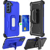 Ultra Rugged Hybrid Kickstand Case with Card Slot and Belt Clip Holster for Samsung Galaxy S23 Plus - Blue