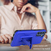 Ultra Rugged Hybrid Kickstand Case with Card Slot and Belt Clip Holster for Samsung Galaxy S23 Plus - Blue