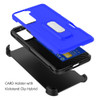Ultra Rugged Hybrid Kickstand Case with Card Slot and Belt Clip Holster for Samsung Galaxy S23 Plus - Blue