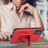 Ultra Rugged Hybrid Kickstand Case with Card Slot and Belt Clip Holster for Samsung Galaxy S23 Plus - Red