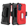 Ultra Rugged Hybrid Kickstand Case with Card Slot and Belt Clip Holster for Samsung Galaxy S23 Plus - Red