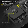 Military Grade Ring Holder Case with Camera Lens Cover for Samsung Galaxy S23 - Black