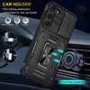 Military Grade Ring Holder Case with Camera Lens Cover for Samsung Galaxy S23 Plus - Black