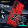 Military Grade Ring Holder Case with Camera Lens Cover for Samsung Galaxy S23 Plus - Red